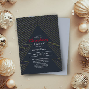 Invitación Con Relieve Metalizado Navidades modernos fiesta de vacaciones azules de