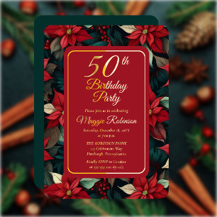 Invitación Con Relieve Metalizado Navidades oscuros Fiesta de cumpleaños número 50