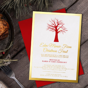 Invitación Con Relieve Metalizado Navidades viajan en un evento de Navidades de árbo