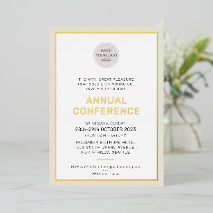 Invitación Con Relieve Metalizado NEGOCIOS CORPORATIVOS evento moderno simple marfil