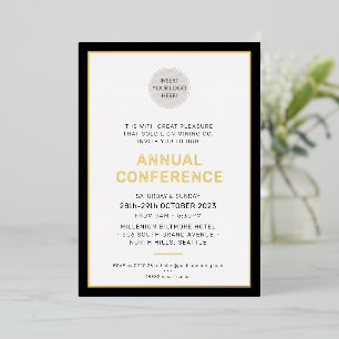 Invitación Con Relieve Metalizado NEGOCIOS CORPORATIVOS evento moderno simple negro