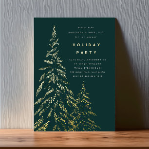 Invitación Con Relieve Metalizado Negra fiesta de feriado en Evergreen