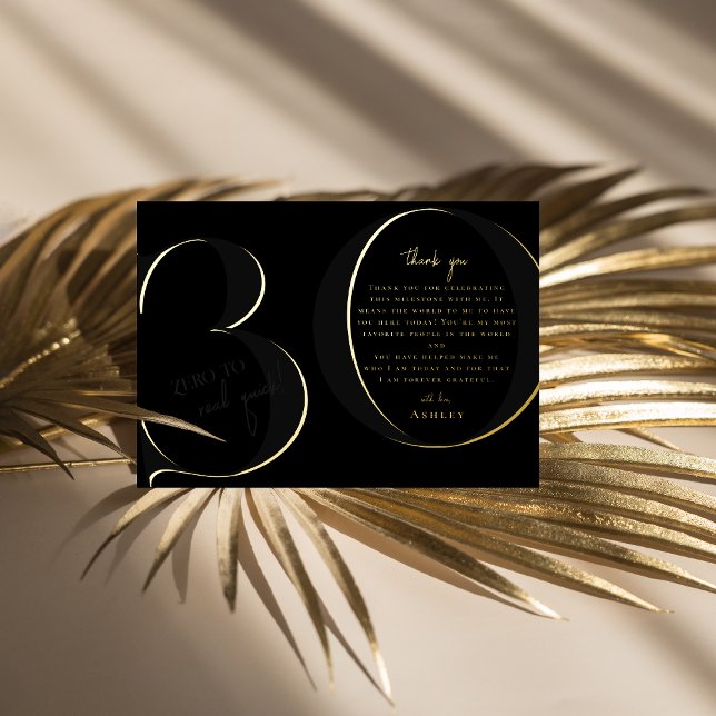 Invitación Con Relieve Metalizado Negra | Moderno Fiesta de cumpleaños número 30 Gra (Subido por el creador)