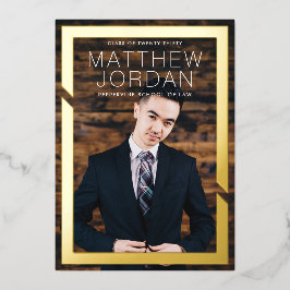 Invitación Con Relieve Metalizado Negrita en graduación de oro