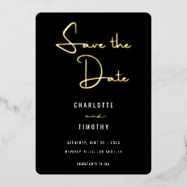 Invitación Con Relieve Metalizado Negrita minimalista fecha de boda guardada con esc