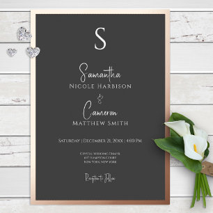 Invitación Con Relieve Metalizado Negro Moderno Elegante Minimal