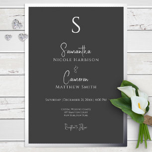 Invitación Con Relieve Metalizado Negro Moderno Elegante Minimalista