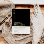 Invitación Con Relieve Metalizado Negro moderno y Minimalista | Oro Boda blanco<br><div class="desc">Invitación minimalista moderna a la boda de Relieve metalizado de oro.</div>