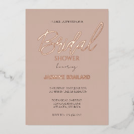 Invitación Con Relieve Metalizado Neutral Moderno Simple Bridal Shower Gold