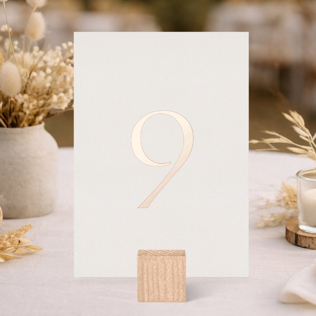 Invitación Con Relieve Metalizado Neutral Wedding Table Number with Real Foil (Subido por el creador)