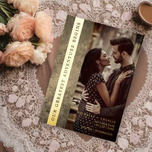Invitación Con Relieve Metalizado Newly Engaged Wedding Modern Grunge Romantic Photo