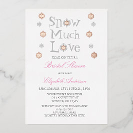 Invitación Con Relieve Metalizado Nieve mucho amor invierno copo de nieve ducha de n