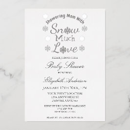 Invitación Con Relieve Metalizado Nieve mucho amor invierno Snowflake Baby Shower