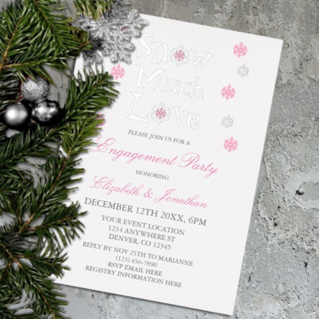 Invitación Con Relieve Metalizado Nieve mucho amor Snowflake Partido de compromiso d (Subido por el creador)