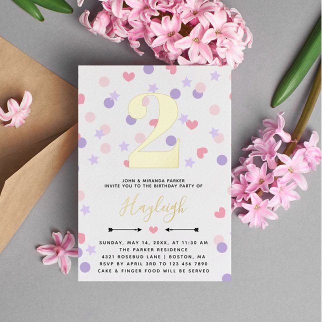 Invitación Con Relieve Metalizado Niños pequeños beatos de confetti morado (Subido por el creador)