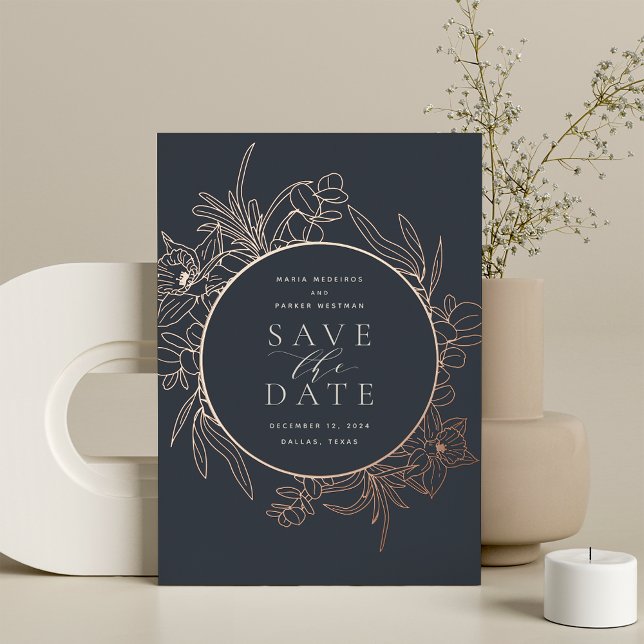 Invitación Con Relieve Metalizado Noche | Boda de Relieve metalizado floral Guardar  (Subido por el creador)