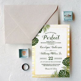 Invitación Con Relieve Metalizado Noche de ensayo de boda en la playa de hoja de pal