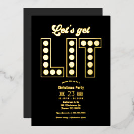 Invitación Con Relieve Metalizado Noche de Lujo de Medianoche Fiesta Retro de Navida