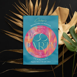 Invitación Con Relieve Metalizado Noche de soltera de señoras fiesta en la piscina