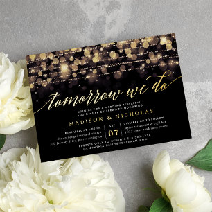Invitación Con Relieve Metalizado Noche encantada   Cena de ensayo