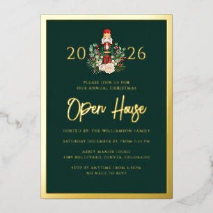Invitación Con Relieve Metalizado Nochebuena Casa Abierta Cascanueces Navidad 2026 F