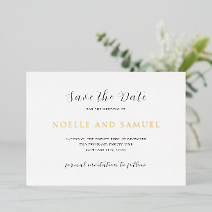 Invitación Con Relieve Metalizado Noelle Elegant Wedding Save the Date