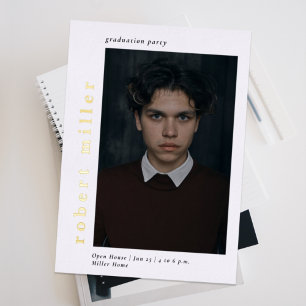 Invitación Con Relieve Metalizado Nombre en negrita Modern Luxe Photo Graduation