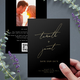 Invitación Con Relieve Metalizado NOMBRES ELEGANTES | Personalizado de fotos Guardar