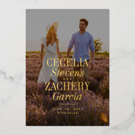 Invitación Con Relieve Metalizado Nombres en negrita foto de tipo moderno única guar