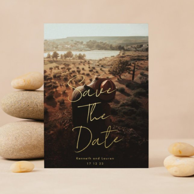 Invitación Con Relieve Metalizado Nombres Personalizados Dorados Escritos Foto Guard (Subido por el creador)