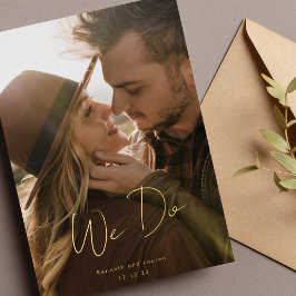 Invitación Con Relieve Metalizado Nombres personalizados Modern We Do Gold Foto Save