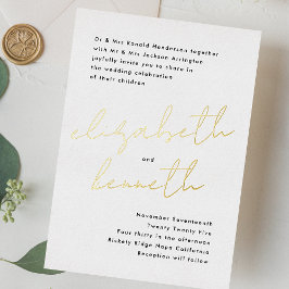 Invitación Con Relieve Metalizado Nombres personalizados modernos y elegantes esmoqu