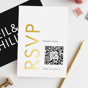 Invitación Con Relieve Metalizado Nombres ultra modernos en negrita 2 x RSVP GOLD