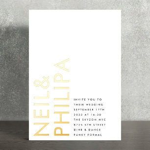 Invitación Con Relieve Metalizado Nombres ultra modernos y atrevidos para bodas senc
