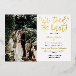 Invitación Con Relieve Metalizado Nos casamos con recepción de boda con foto