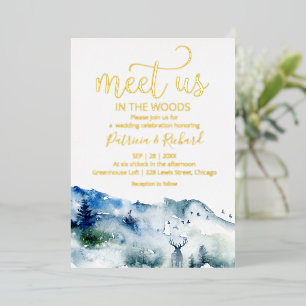 Invitación Con Relieve Metalizado Nos Conoce En El Boda Al Aire Libre De Woods Fores