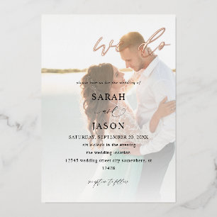Invitación Con Relieve Metalizado Nosotros hacemos Caligrafía de Foto Boda
