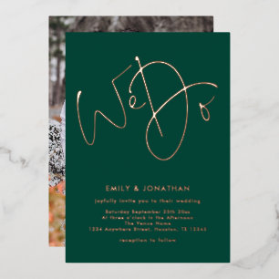 Invitación Con Relieve Metalizado Nosotros hacemos escritura foto esmeralda verde ro