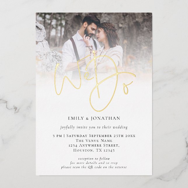 Invitación Con Relieve Metalizado Nosotros hacemos la superposición de código QR de  (Anverso)