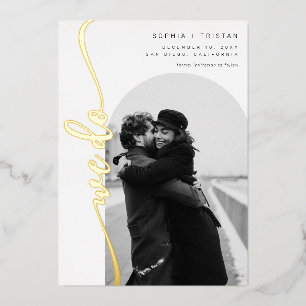 Invitación Con Relieve Metalizado Nosotros hacemos Vertical Arch Photo Save the Date