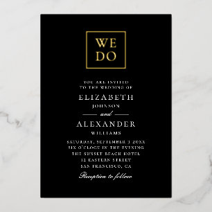Invitación Con Relieve Metalizado Nosotros lo hacemos. Clásico elegante negro oro si