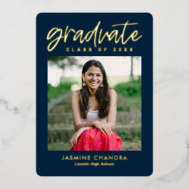 Invitación Con Relieve Metalizado Notablemente Frío Graduación de Hoja Editable Colo
