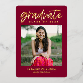 Invitación Con Relieve Metalizado Notablemente Frío Graduación de Hoja Editable Colo