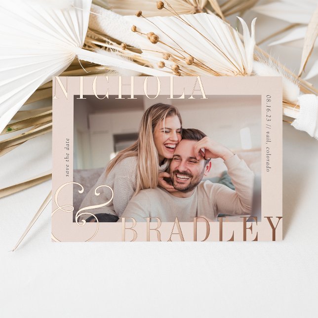 Invitación Con Relieve Metalizado Noticias alegres | Foto Guardar la fecha (Subido por el creador)