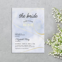 Novia en la Nube 9 Pastel Azul Dorado Bridal Showe