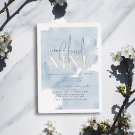 Invitación Con Relieve Metalizado Nube 9 Blue Sky Watercolor Brillante