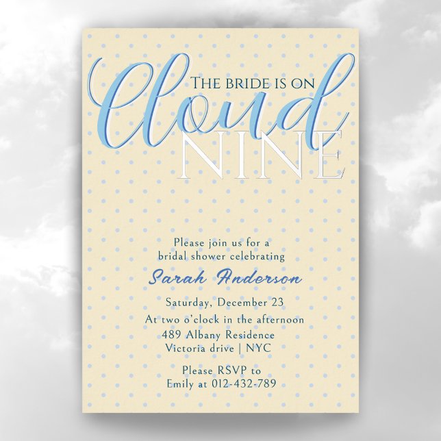 Invitación Con Relieve Metalizado Nube moderna 9 Bridal Shower Blue Pattern (Subido por el creador)
