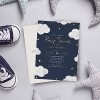 Nubes de color azul oscuro Baby Shower Gold