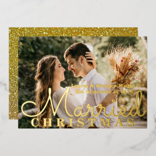 Invitación Con Relieve Metalizado Nuestra Primera Navidad Muy Casados Sr & Sra Boda 