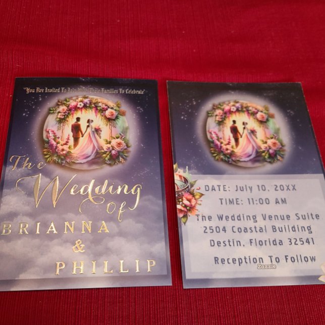 Invitación Con Relieve Metalizado Nuestro Amor Llega Al Boda De La Luna (Subido por el creador)